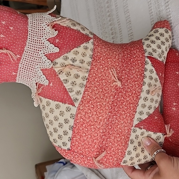 Antique quilted cat pillow patchwork cottagecore Handmade - Picture 4 of 8